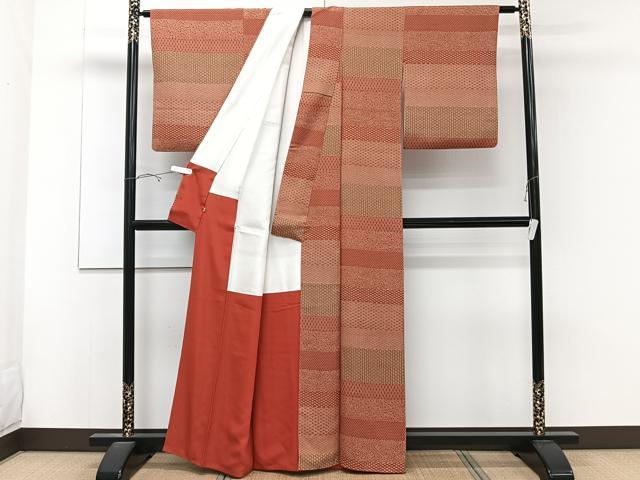 平和屋着物■上質な小紋 横段花文 正絹 逸品 CABC5881xi