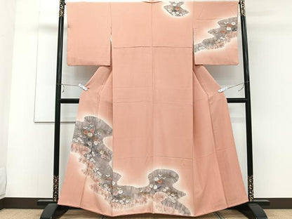 平和屋着物■訪問着 絞り 枝花文 暈し染め 正絹 逸品 CABC5883xi