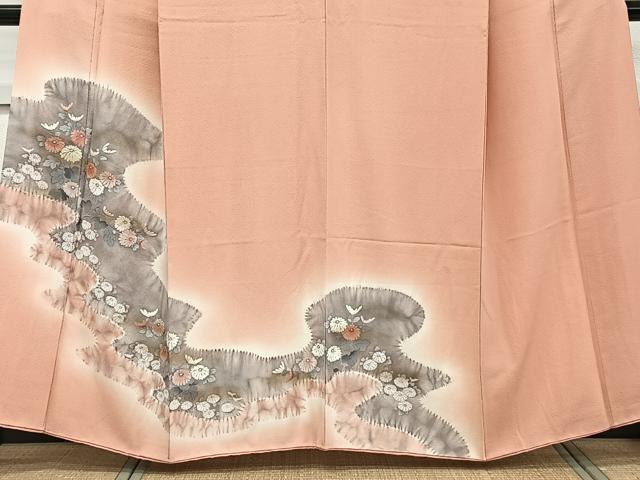 平和屋着物■訪問着 絞り 枝花文 暈し染め 正絹 逸品 CABC5883xi