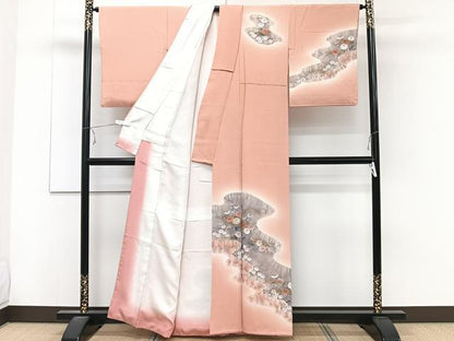平和屋着物■訪問着 絞り 枝花文 暈し染め 正絹 逸品 CABC5883xi