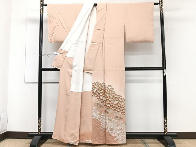 平和屋着物■豪華色留袖 駒刺繍 浜松文 暈し染め 金彩 正絹 逸品 CABC5886xi