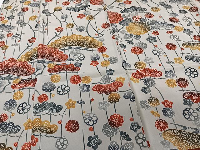 平和屋着物□上質な小紋 型染め 笠松花文 正絹 逸品 CABC5887xi