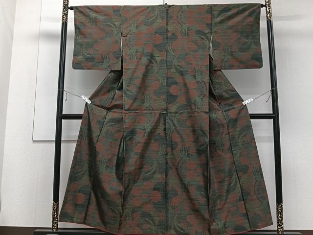 平和屋着物■本場大島紬 草花文 正絹 逸品 CABC5894xi