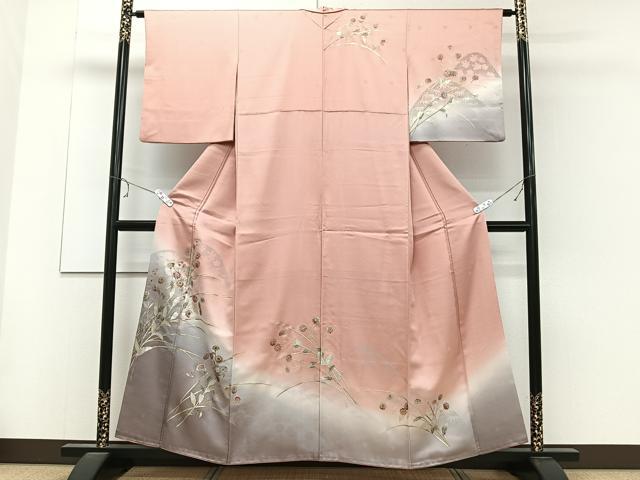 平和屋着物■訪問着　螺鈿　草花文　暈し染め　金銀彩　正絹　逸品　CABC5909xi