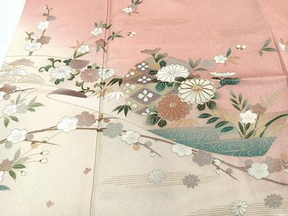 平和屋着物■訪問着 駒刺繍 雪輪花文 暈し染め 金彩 鈴乃屋扱い 正絹 逸品 CABC5913xi