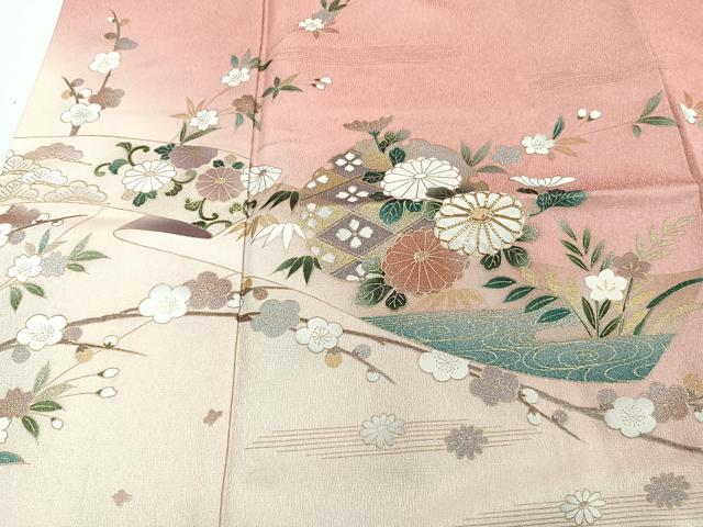 平和屋着物■訪問着 駒刺繍 雪輪花文 暈し染め 金彩 鈴乃屋扱い 正絹 逸品 CABC5913xi
