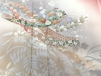 平和屋着物■訪問着 熨斗花文 暈し染め 金彩 正絹 逸品 CABC5921xi