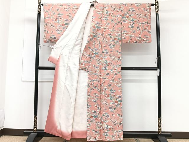 平和屋着物■上質な小紋 流水花文 鬼しぼ縮緬 正絹 逸品 CABC5925xi