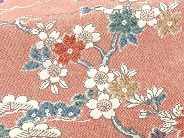 平和屋着物■上質な小紋 流水花文 鬼しぼ縮緬 正絹 逸品 CABC5925xi