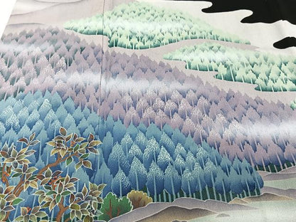 平和屋着物■豪華黒留袖　風景文　正絹　逸品　CABC5928xi