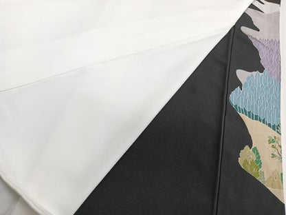 平和屋着物■豪華黒留袖　風景文　正絹　逸品　CABC5928xi