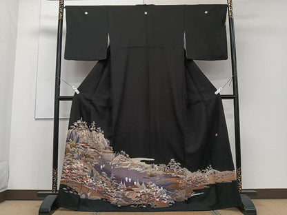 平和屋着物■豪華黒留袖　作家物　風景文　正絹　逸品　CABC5929xi