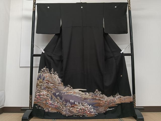 平和屋着物■豪華黒留袖　作家物　風景文　正絹　逸品　CABC5929xi