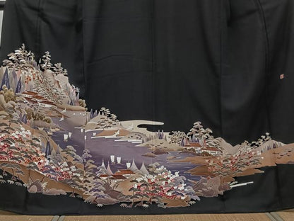 平和屋着物■豪華黒留袖　作家物　風景文　正絹　逸品　CABC5929xi