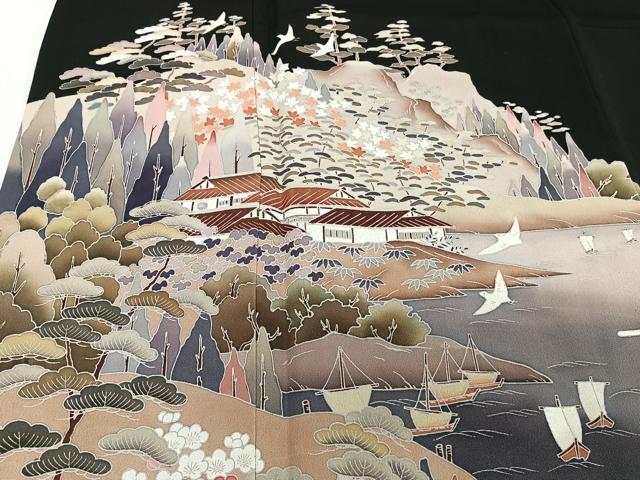 平和屋着物■豪華黒留袖　作家物　風景文　正絹　逸品　CABC5929xi