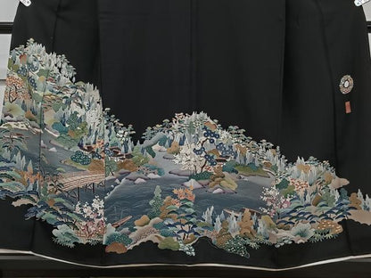 平和屋着物■豪華黒留袖　作家物　風景文　正絹　逸品　CABC5930xi