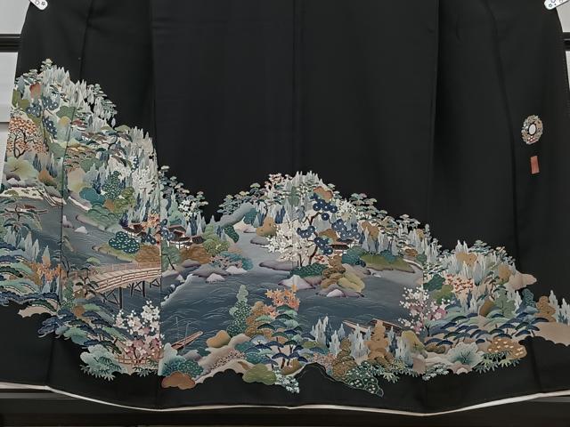 平和屋着物■豪華黒留袖　作家物　風景文　正絹　逸品　CABC5930xi