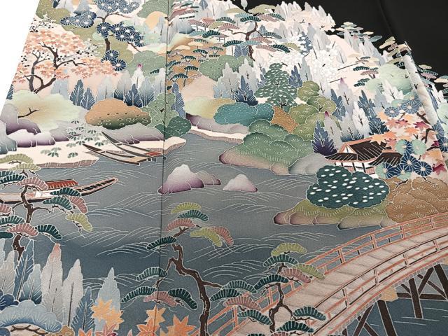 平和屋着物■豪華黒留袖　作家物　風景文　正絹　逸品　CABC5930xi