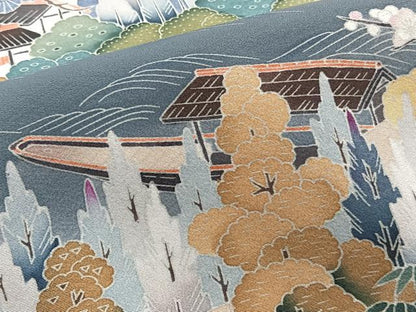 平和屋着物■豪華黒留袖　作家物　風景文　正絹　逸品　CABC5930xi