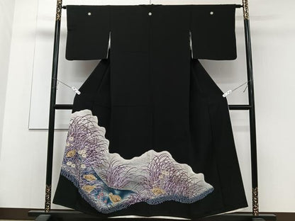 平和屋着物■豪華黒留袖 花鳥文 暈し染め 金彩 正絹 逸品 CABC5935xi