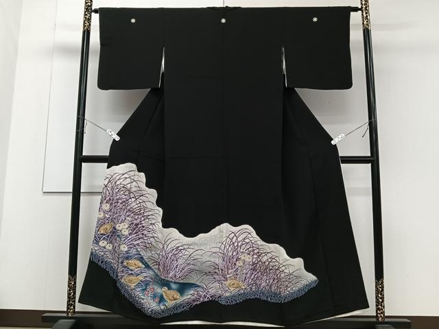 平和屋着物■豪華黒留袖 花鳥文 暈し染め 金彩 正絹 逸品 CABC5935xi
