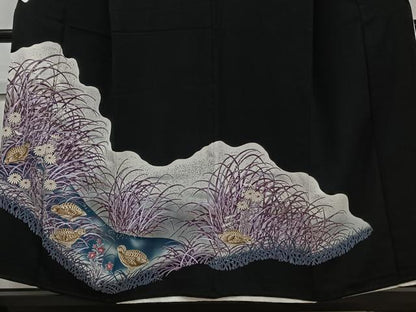 平和屋着物■豪華黒留袖 花鳥文 暈し染め 金彩 正絹 逸品 CABC5935xi
