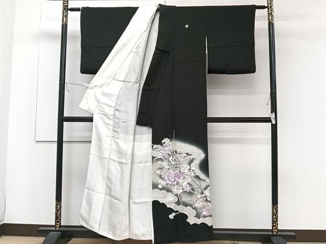 平和屋着物■豪華黒留袖 刺繍 鉾花文 暈し染め 銀彩 正絹 逸品 CABC5937xi