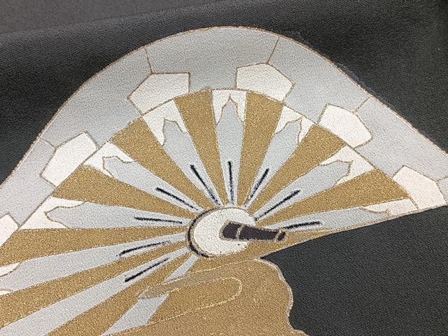 平和屋着物■豪華黒留袖　駒刺繍　立波片輪車文　金彩　正絹　逸品　CABC5953xi