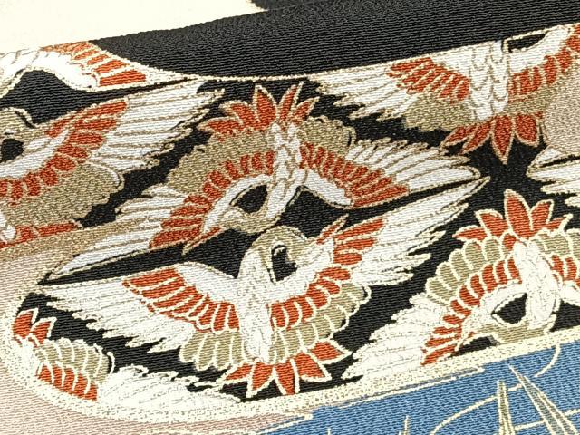 平和屋着物■豪華黒留袖　駒刺繍　御所車文　金彩　正絹　逸品　CABC5954xi