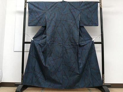 平和屋着物■本場大島紬　7マルキ　幾何学文　正絹　逸品　CABC5957xi
