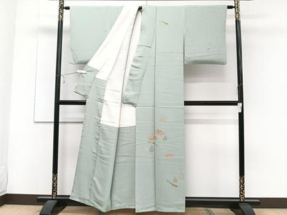 平和屋着物■訪問着 駒刺繍 舞扇文 金彩 正絹 逸品 CABC5959xi