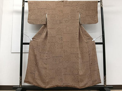 平和屋着物■上質な小紋 更紗花文 金彩 鬼しぼ縮緬 正絹 逸品 CABC5963xi