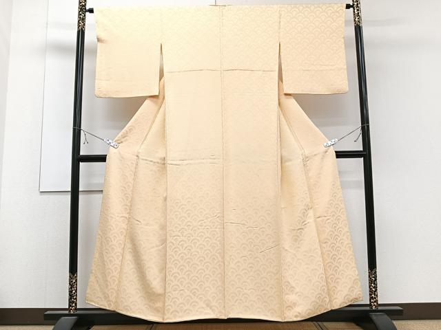 平和屋着物■上質な色無地 青海波地紋 雄黄色 正絹 逸品 CABC5973xi