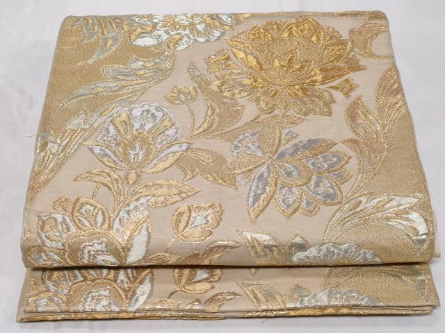 平和屋着物◎六通柄 京袋帯 本袋帯 更紗花唐草文 金銀糸 正絹 逸品 CABC6001vf