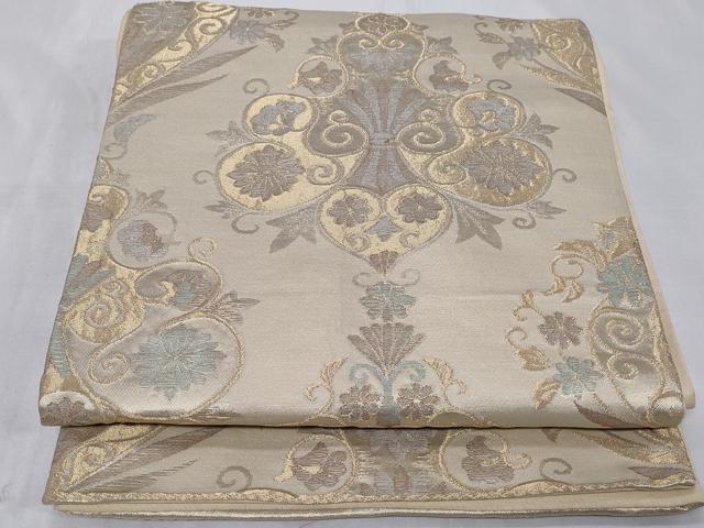平和屋着物◎六通柄袋帯　花唐草文　金銀糸　正絹　逸品　CABC6002vf