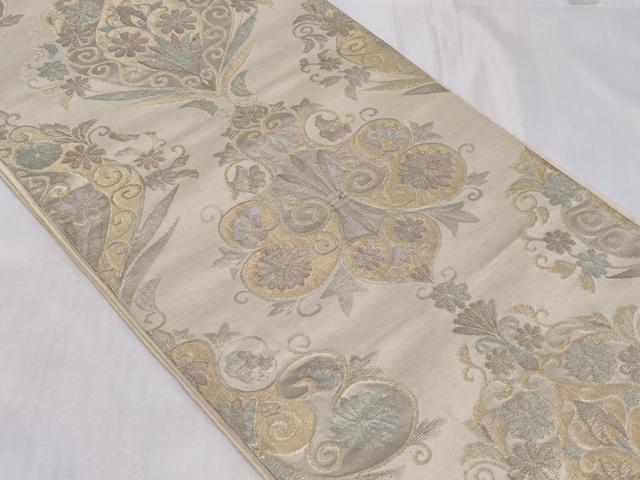 平和屋着物◎六通柄袋帯　花唐草文　金銀糸　正絹　逸品　CABC6002vf