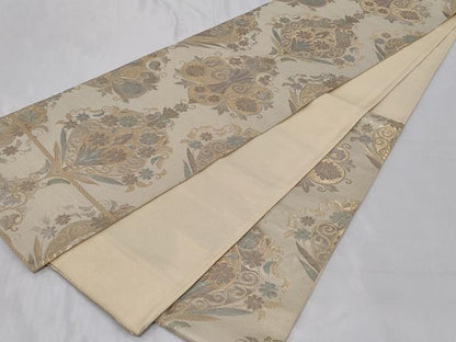 平和屋着物◎六通柄袋帯　花唐草文　金銀糸　正絹　逸品　CABC6002vf