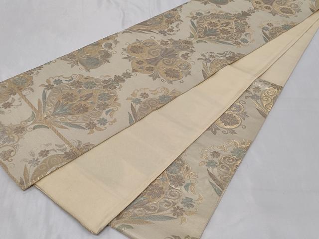 平和屋着物◎六通柄袋帯　花唐草文　金銀糸　正絹　逸品　CABC6002vf