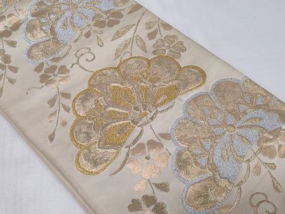 平和屋着物◎六通柄袋帯 松花文 金銀糸 正絹 逸品 CABC6003vf