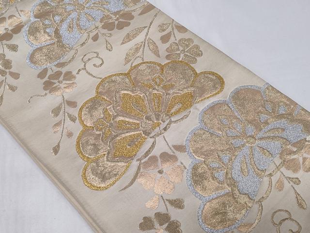 平和屋着物◎六通柄袋帯 松花文 金銀糸 正絹 逸品 CABC6003vf