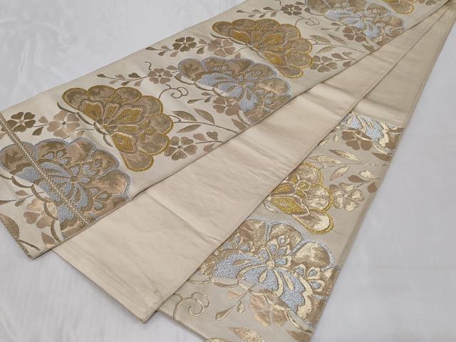 平和屋着物◎六通柄袋帯 松花文 金銀糸 正絹 逸品 CABC6003vf