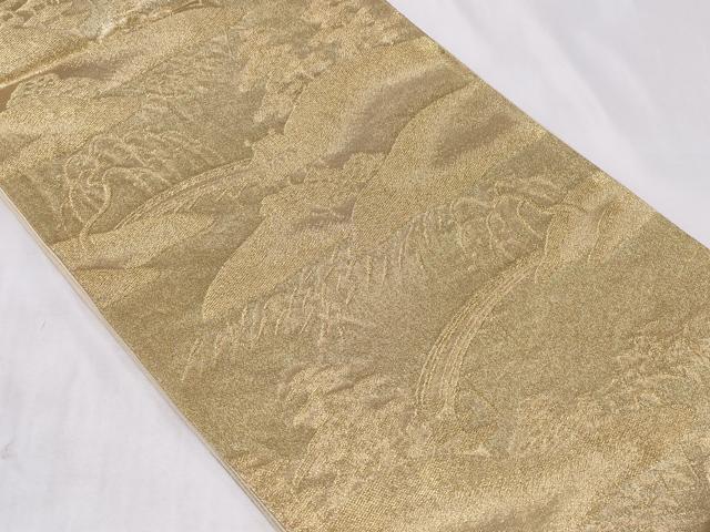 平和屋着物◎六通柄袋帯　風景文　金糸　正絹　逸品　CABC6004vf