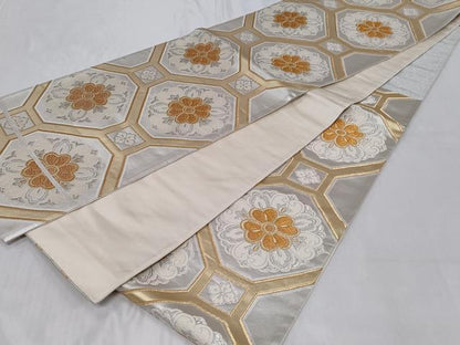 平和屋着物◎六通柄袋帯　唐織　蜀江花文　金銀糸　正絹　逸品　CABC6008vf