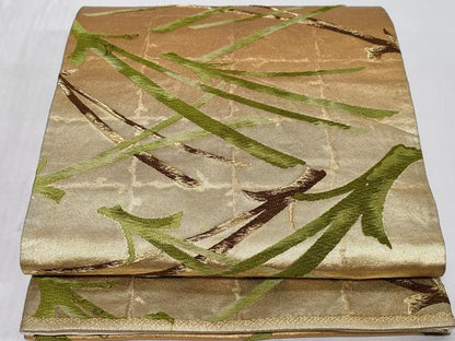 平和屋着物◎六通柄袋帯 唐織 溢れ松葉 金糸 正絹 逸品 CABC6025vf