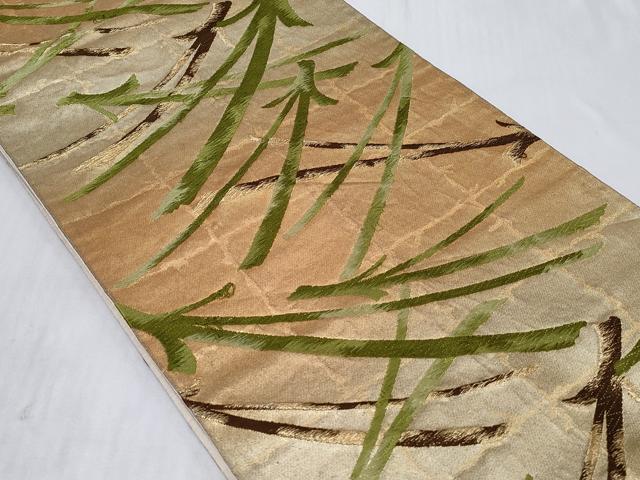 平和屋着物◎六通柄袋帯 唐織 溢れ松葉 金糸 正絹 逸品 CABC6025vf