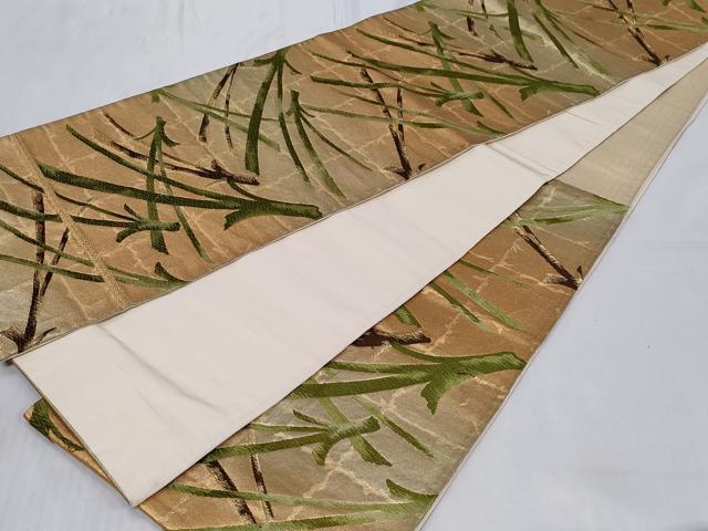 平和屋着物◎六通柄袋帯 唐織 溢れ松葉 金糸 正絹 逸品 CABC6025vf