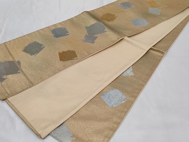 平和屋着物◎六通柄袋帯 破れ色紙文 金銀糸 正絹 逸品 CABC6033vf
