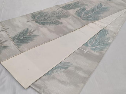 平和屋着物◎六通柄袋帯 唐織 松葉文 銀糸 正絹 逸品 CABC6036vf