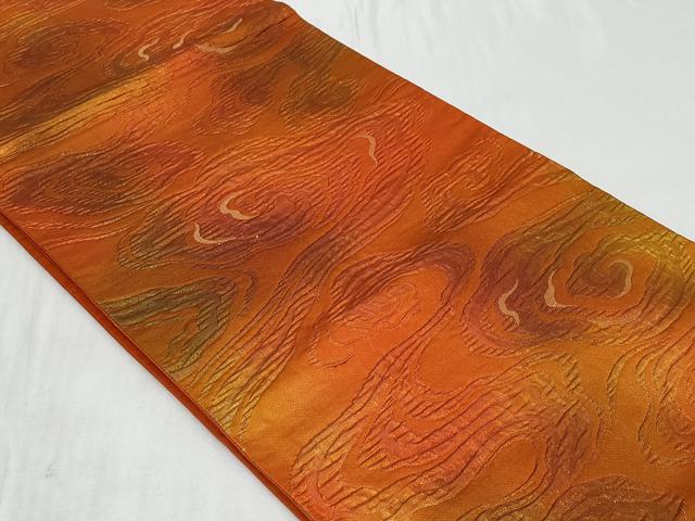 平和屋着物◎六通柄袋帯 ふくれ織 流水文 金糸 引箔 正絹 逸品 CABC6040vf