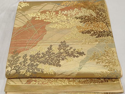 平和屋着物◎六通柄袋帯 草木文 金糸 正絹 逸品 CABC6050vf